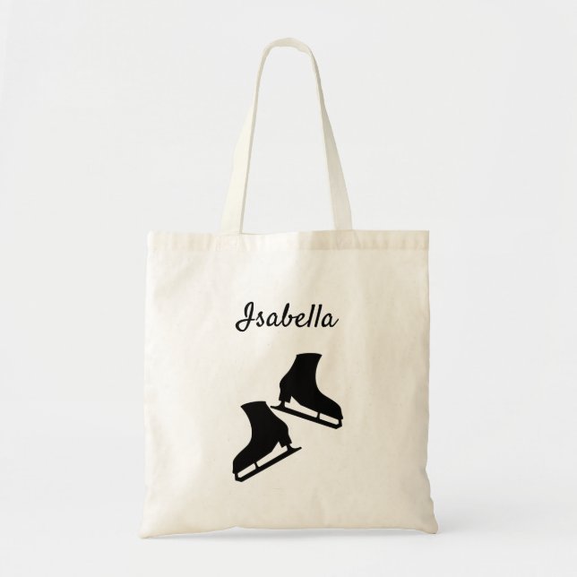 Ice skating tote bag figure skates black (Front)