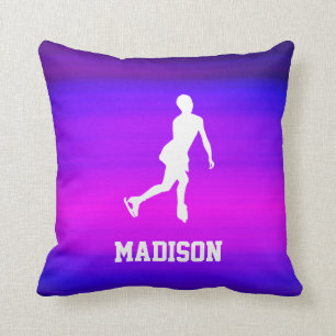 Ice Skating; Vibrant Violet Blue and Magenta Cushion