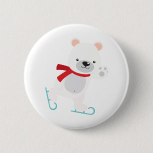 Ice Skating Winter Bear 6 Cm Round Badge