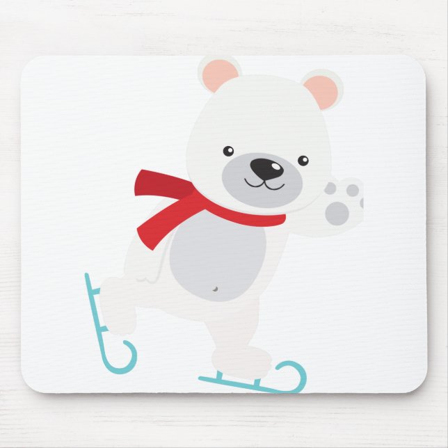 Ice Skating Winter Bear Mouse Pad (Front)