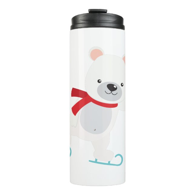 Ice Skating Winter Bear Thermal Tumbler (Front)