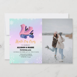 Ice Skating Winter Twin Birthday Skate On over  Announcement