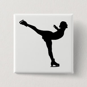 Ice Skating Woman Silhouette 15 Cm Square Badge