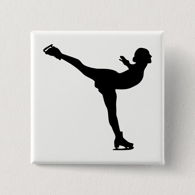 Ice Skating Woman Silhouette 15 Cm Square Badge (Front)
