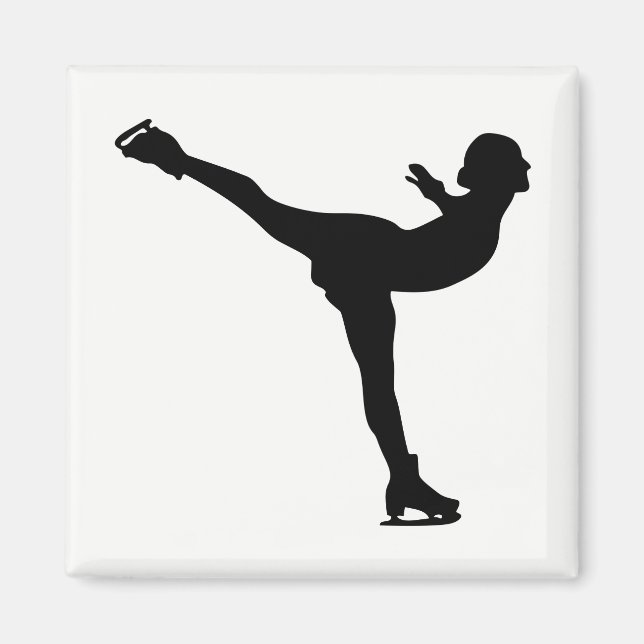 Ice Skating Woman Silhouette Magnet (Front)