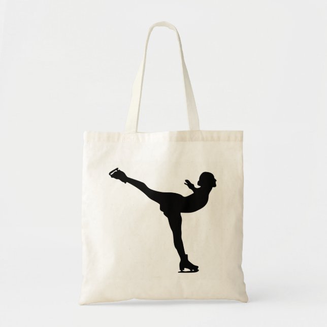 Ice Skating Woman Silhouette Tote Bag (Front)