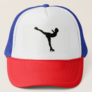 Ice Skating Woman Silhouette Trucker Hat