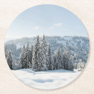 Ice & Snow   Allgäu Bavaria Germany Round Paper Coaster
