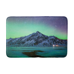 Ice & Snow Aurora Borealis Milky Way Iceland Bath Mat