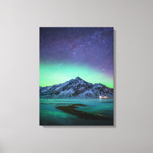 Ice & Snow Aurora Borealis Milky Way Iceland Canvas Print