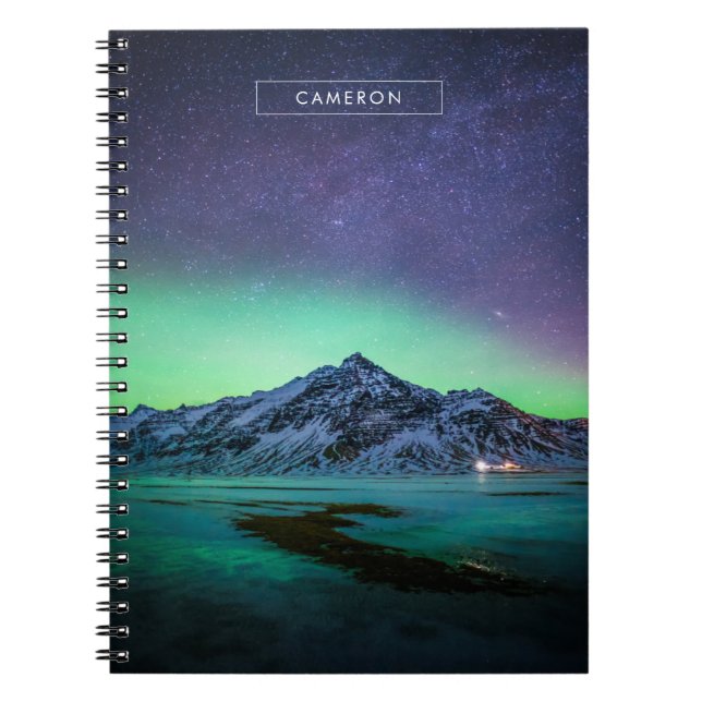 Ice & Snow | Aurora Borealis Milky Way Iceland Notebook (Front)