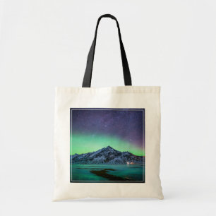 Ice & Snow Aurora Borealis Milky Way Iceland Tote Bag