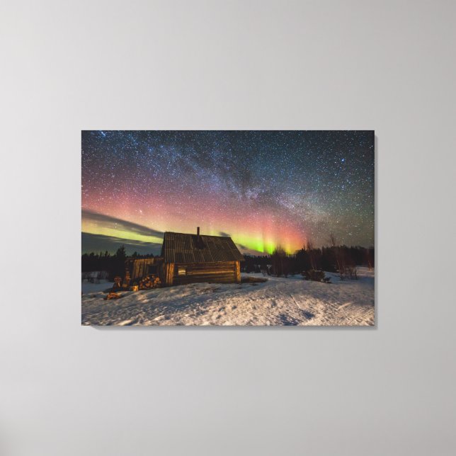 Ice & Snow | Aurora Polaris Murmansk, Iceland Canvas Print (Front)