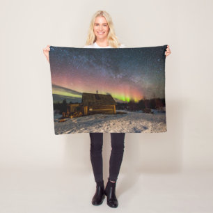 Ice & Snow   Aurora Polaris Murmansk, Iceland Fleece Blanket