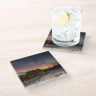 Ice & Snow Aurora Polaris Murmansk, Iceland Glass Coaster