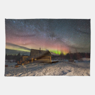 Ice & Snow   Aurora Polaris Murmansk, Iceland Tea Towel