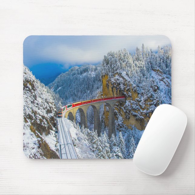Ice & Snow | Bernina Express, Switzerland Mouse Pad (With Mouse)