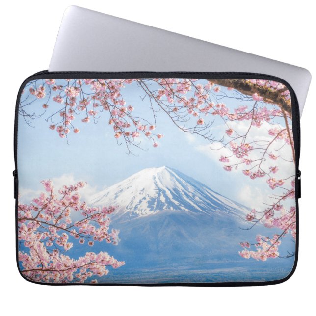 Ice & Snow | Cherry Blossoms Mt. Fuji Japan Laptop Sleeve (Front)
