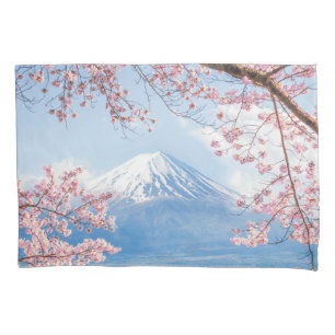 Ice & Snow Cherry Blossoms Mt. Fuji Japan Pillowcase