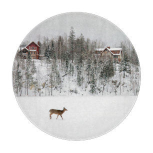 Ice & Snow   Deer in Snow Quebec, Canada Cutting Board