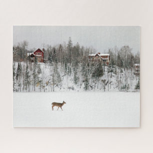 Ice & Snow Deer in Snow Quebec, Canada Jigsaw Puzzle