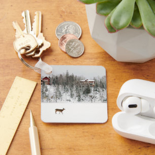 Ice & Snow Deer in Snow Quebec, Canada Key Ring
