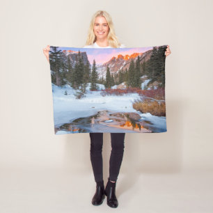 Ice & Snow   Estes Park, Colorado Fleece Blanket