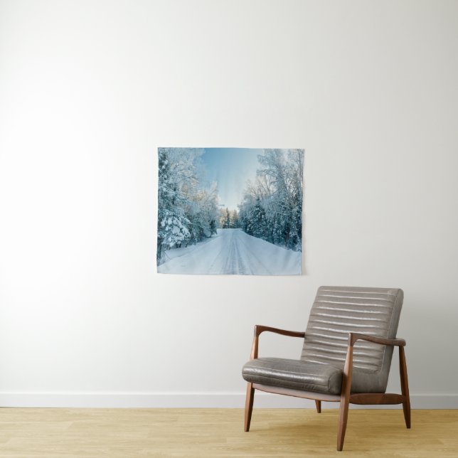 Ice & Snow | Frozen Winter Road Russia, Siberia Tapestry (In Situ (Horizontal))