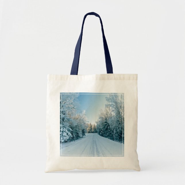 Ice & Snow | Frozen Winter Road Russia, Siberia Tote Bag (Front)