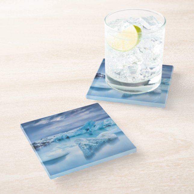 Ice & Snow | Jokulsarlon Lagoon, Iceland Glass Coaster (Angled)