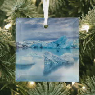 Ice & Snow Jokulsarlon Lagoon, Iceland Glass Tree Decoration