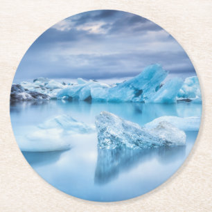 Ice & Snow Jokulsarlon Lagoon, Iceland Round Paper Coaster