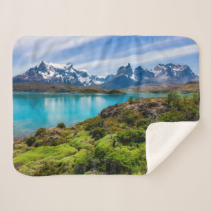 Ice & Snow Lake Pehoe, Patagonia, Chile Sherpa Blanket