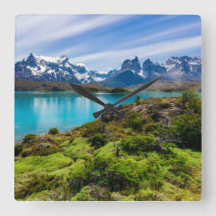 Ice & Snow   Lake Pehoe, Patagonia, Chile Square Wall Clock