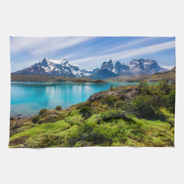 Ice & Snow | Lake Pehoe, Patagonia, Chile Tea Towel (Horizontal)