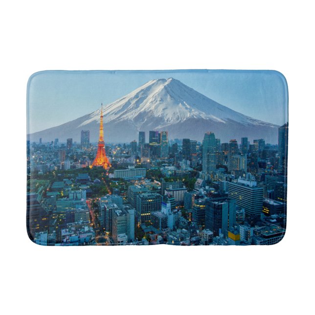Ice & Snow | Mt. Fuji & Tokyo Skyline Bath Mat (Front)