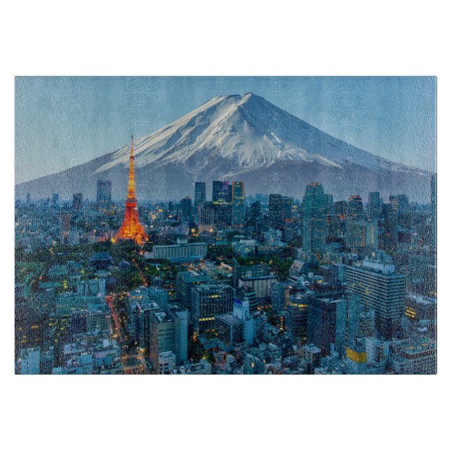 Ice & Snow | Mt. Fuji & Tokyo Skyline Cutting Board (Front)