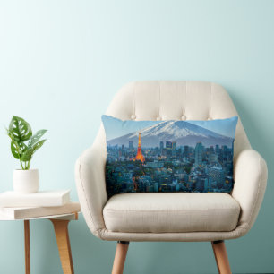 Ice & Snow   Mt. Fuji & Tokyo Skyline Lumbar Cushion