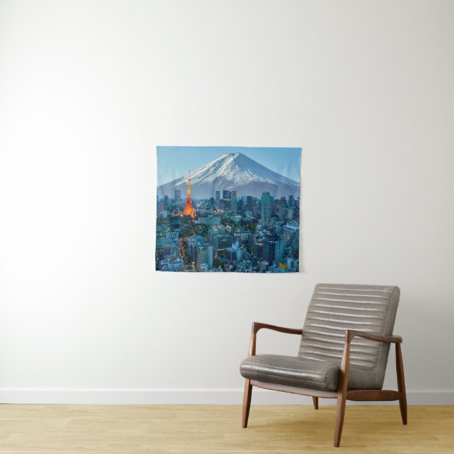 Ice & Snow | Mt. Fuji & Tokyo Skyline Tapestry (In Situ (Horizontal))