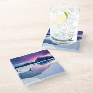 Ice & Snow Mt. Rundle, Canada Glass Coaster