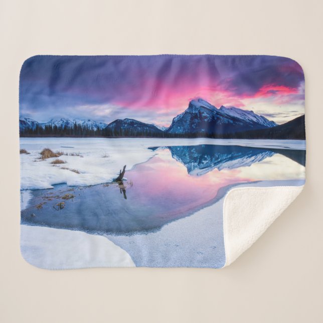 Ice & Snow | Mt. Rundle, Canada Sherpa Blanket (Front (Horizontal))