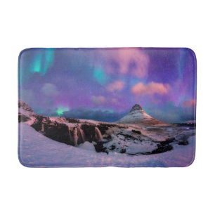 Ice & Snow Northern Lights, Kirkjufell Mountain Bath Mat