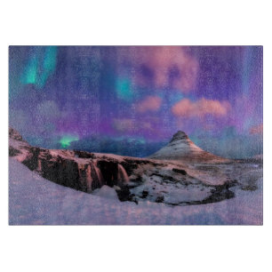 Ice & Snow Northern Lights, Kirkjufell Mountain Cutting Board