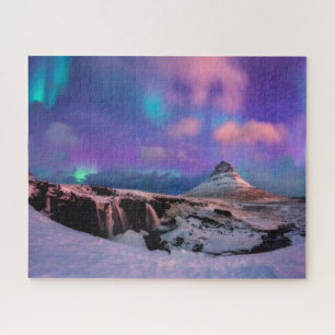 Ice & Snow   Northern Lights,  Kirkjufell Mountain Jigsaw Puzzle