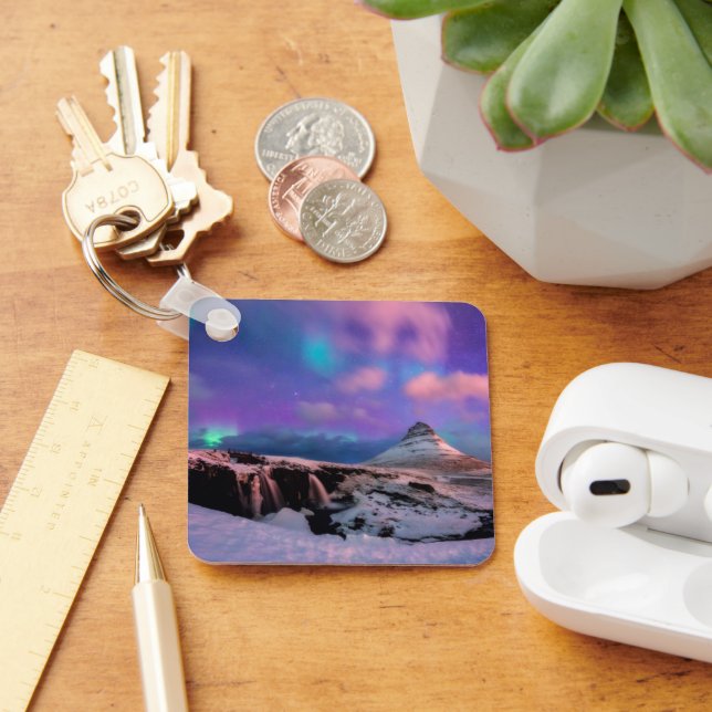 Ice & Snow | Northern Lights,  Kirkjufell Mountain Key Ring (Desk)