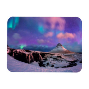 Ice & Snow Northern Lights, Kirkjufell Mountain Magnet