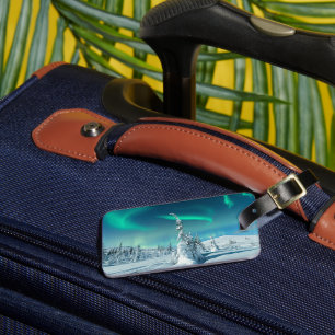 Ice & Snow Northern Lights, Lapland, Finland Luggage Tag