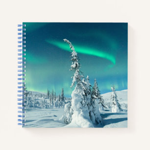 Ice & Snow Northern Lights, Lapland, Finland Notebook