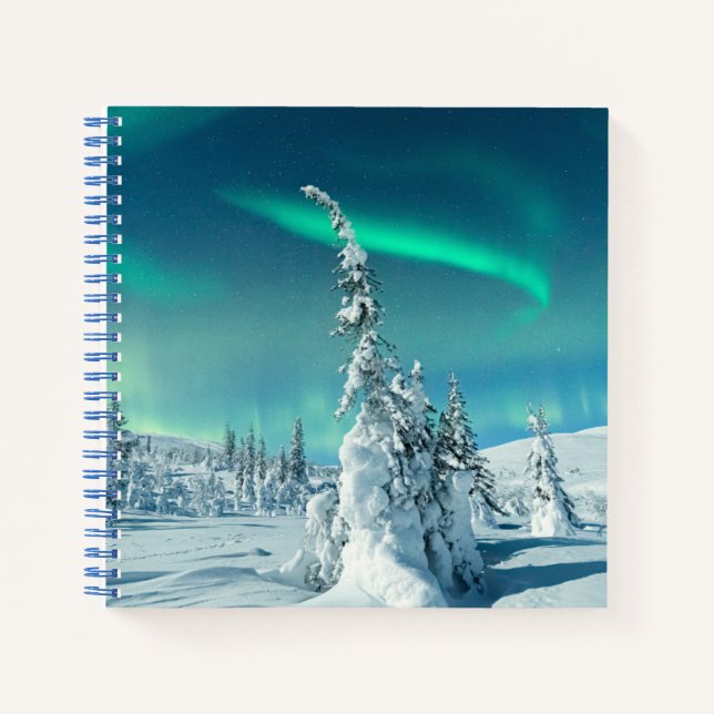 Ice & Snow | Northern Lights, Lapland, Finland Notebook (Front)