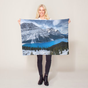 Ice & Snow Peyto Lake, Canadian Rockies Fleece Blanket